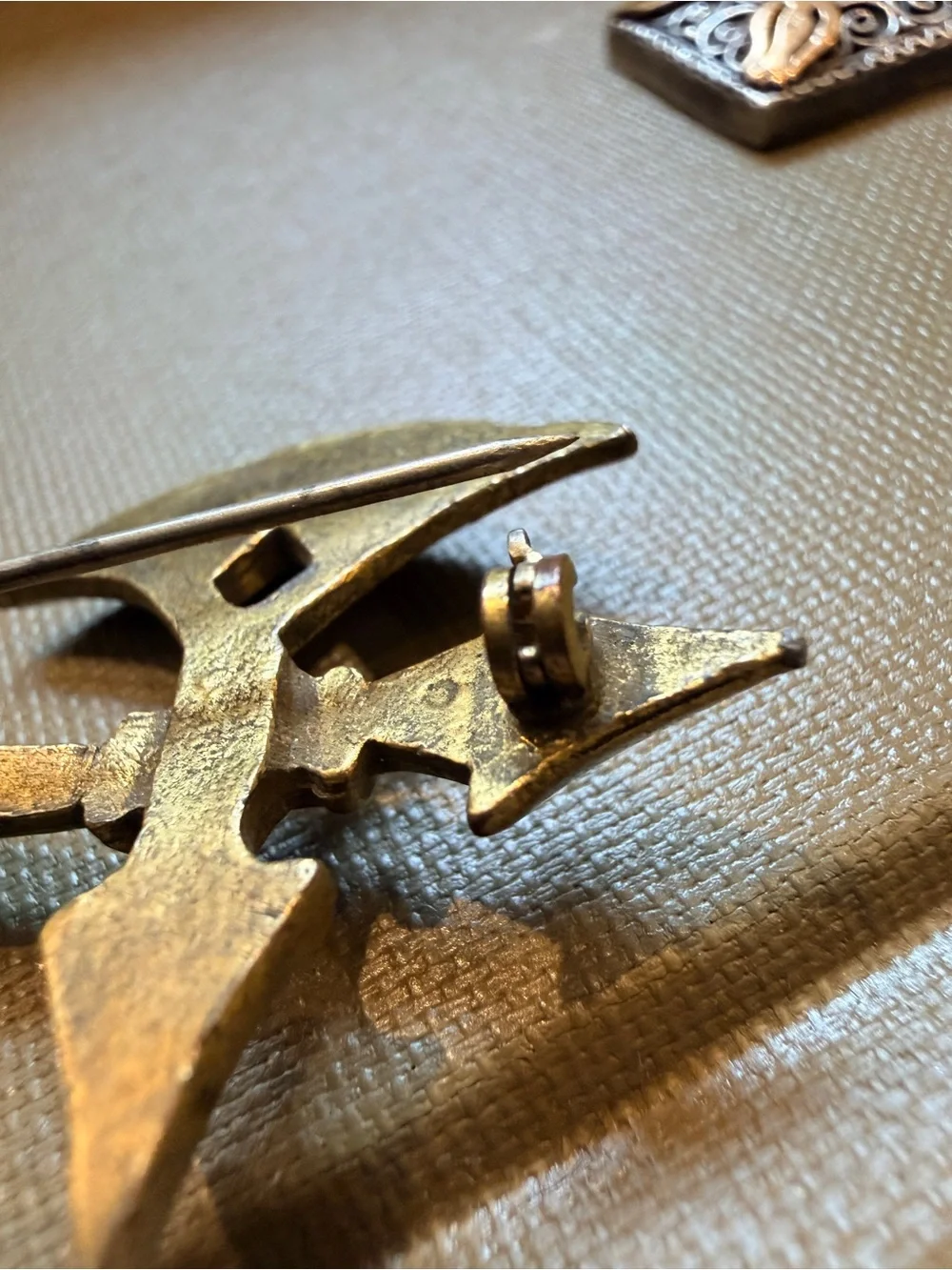 Vintage Coro Heraldic Battle Axe Brooch Pin Medieval Coat of Arms Gold Tone